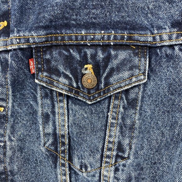 Levi's Denim Trucker Jacket Men's Medium Blue 70507 Made in USA Vintage 1980's - Picture 6 of 16